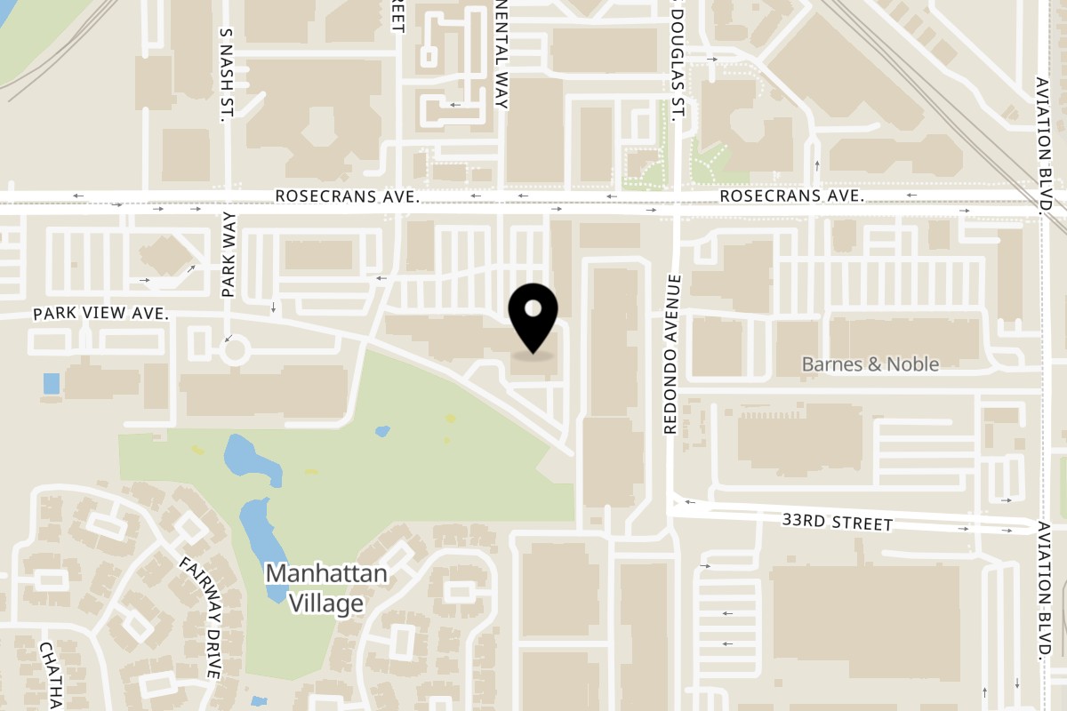 Map showing the location of The Hummus Factory Manhattan Beach on 1570-L, Rosecrans Ave in Manhattan Beach